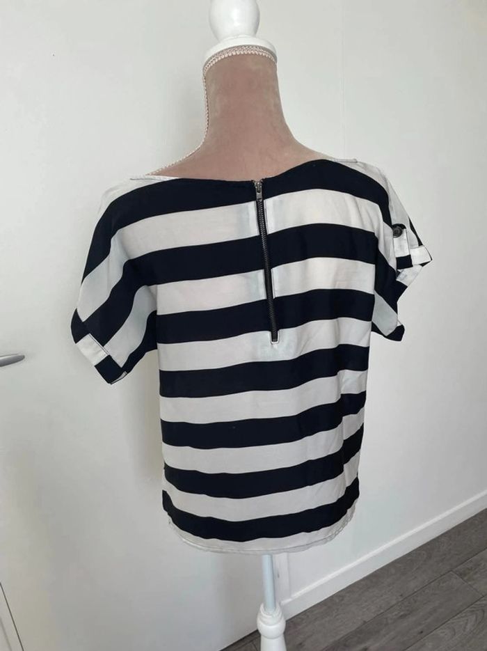 Blouse manches courtes fluide Suite Blanco noir et blanc XS - photo numéro 8