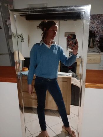 Pull femme 44 bleu mailles c 75D