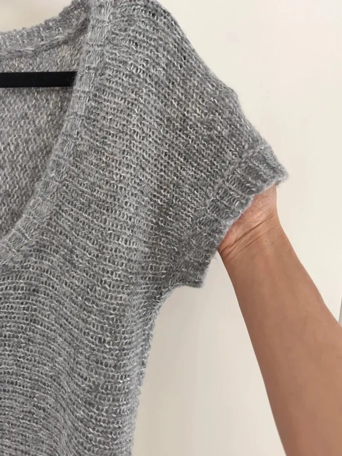 Beau pull long Des petits hauts gris Mohair classique - photo numéro 7