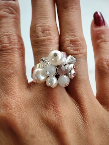 Bague rose et argent