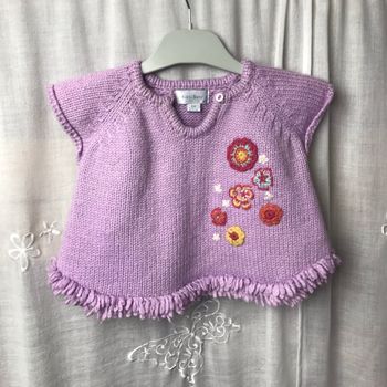 Pull poncho lilas fleurs 6 mois Kiabi