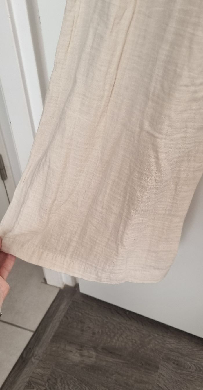 Combinaison pantalon beige gaze de coton mango L neuf avec étiquette - photo numéro 4