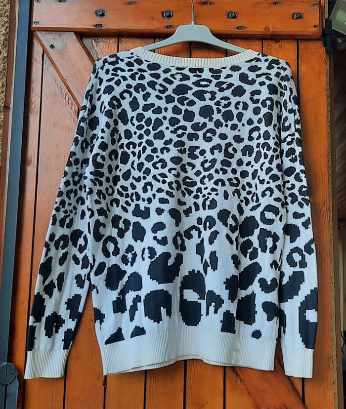 Pull léopard noir et blanc London, taille S/36 - photo numéro 2