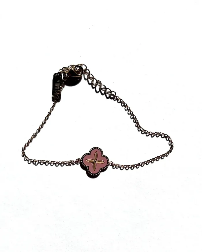 Bracelet trèfle or et rose - Omacoo - photo numéro 2