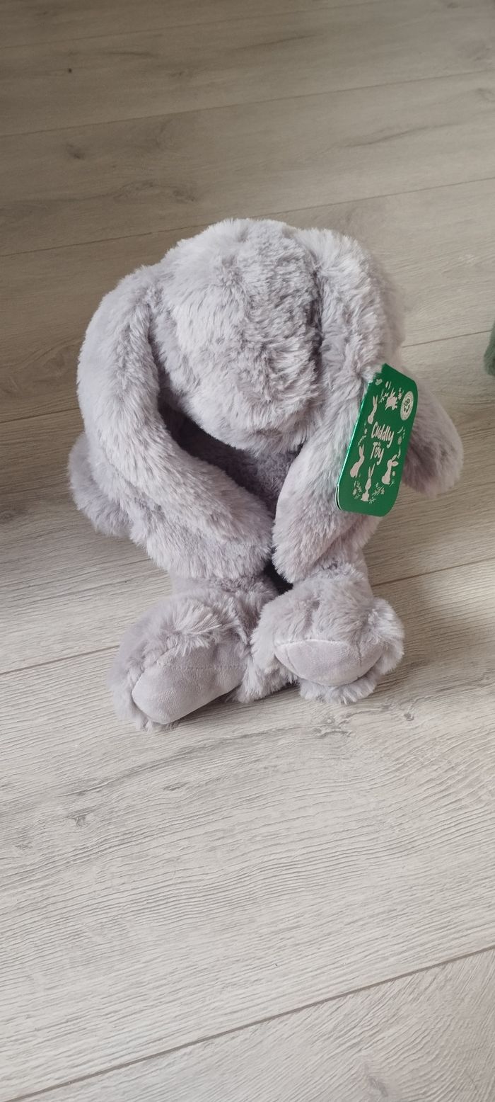 Peluche lapin gris neuf