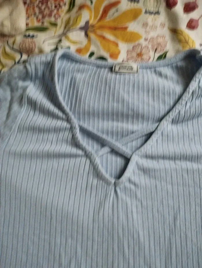 Tee shirt femme bleu ciel Pimkie taille s - photo numéro 2