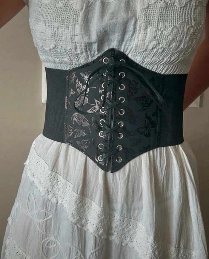 A46 ceinture gaine corset vintage rétro ajustable noire