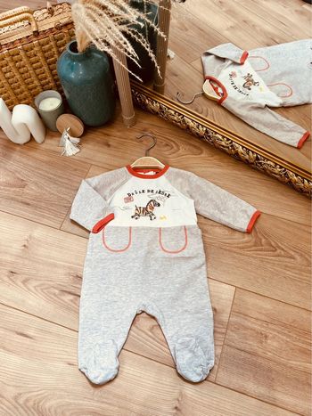 Taille 6 mois pyjama fin garçon Sergent Major beige et orange * zèbre * 💙