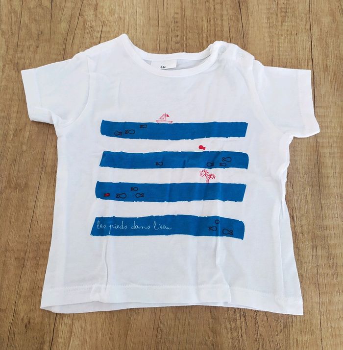 T-shirt manches courtes blanc garçon 3 mois