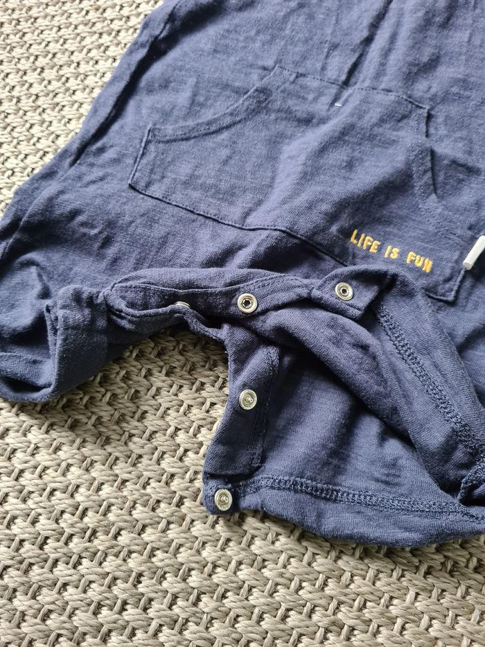 Salopette courte bleue marine "life is fun" - 12 mois - photo numéro 6