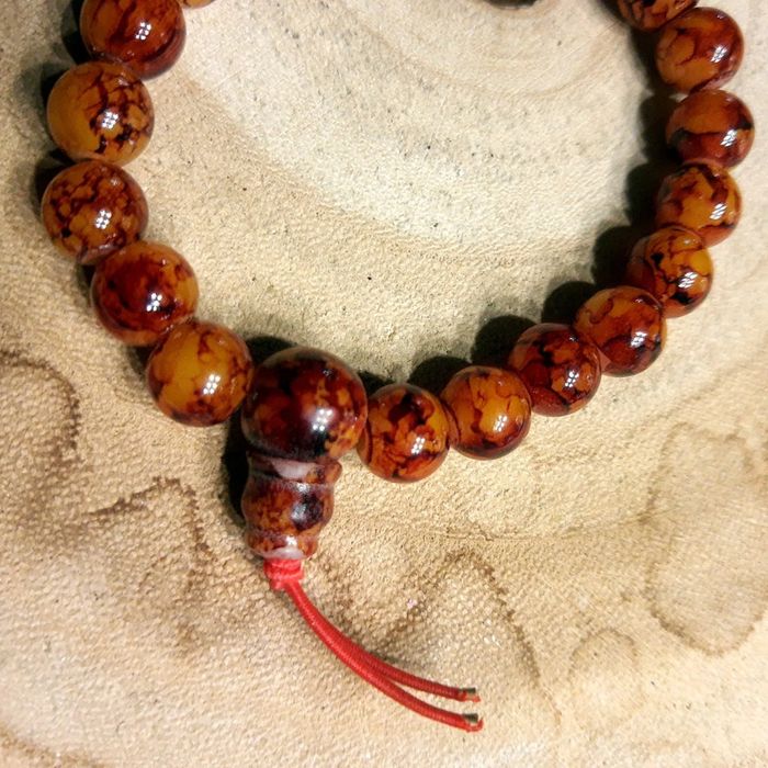 Bracelet boule pierres cognac ajustable neuf - photo numéro 2