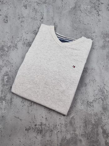 Pull col V Tommy Hilfiger gris clair, L Hommes