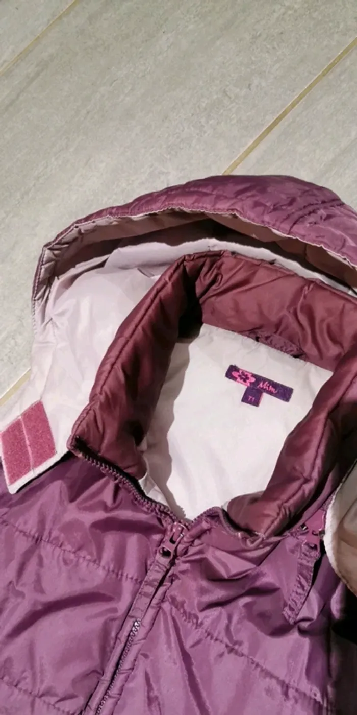 Doudoune violette sans manches capuche amovible T1 MIM - photo numéro 3