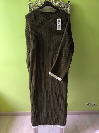 Robe longue côtelé kaki