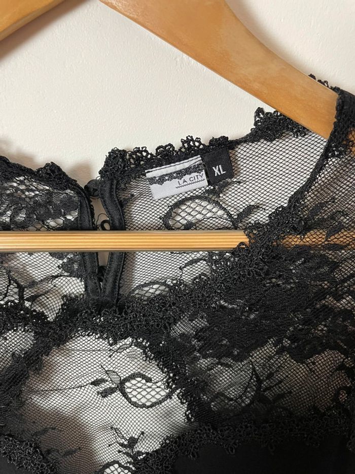 Débardeur noir femme – Taille XL – Détail dentelle - photo numéro 2