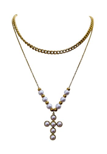 Collier croix perlé ✅