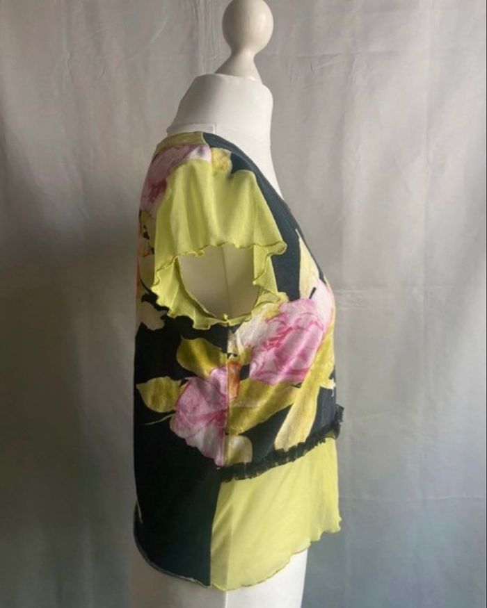 Teeshirt noir motifs floraux multicolores Rosa ROSAM taille 42 / XL - photo numéro 3