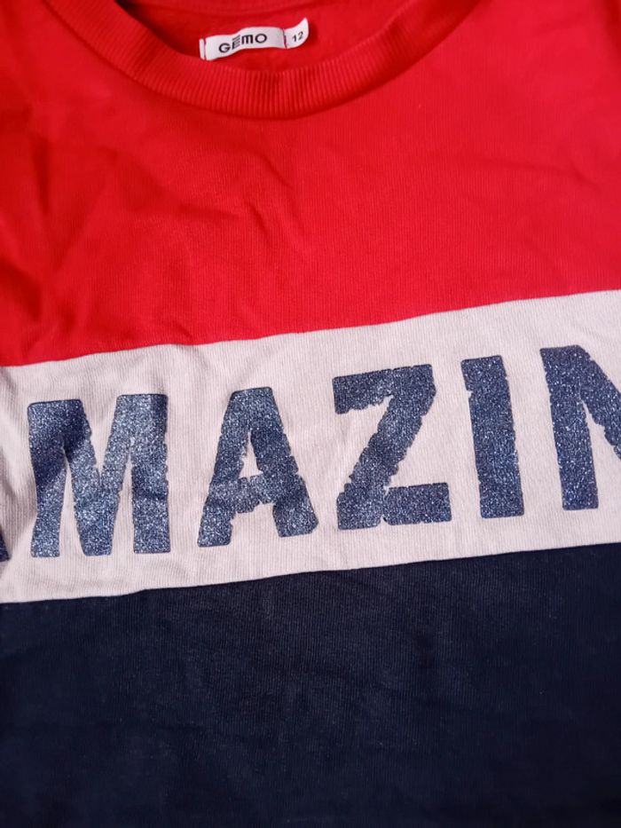 Sweat tricolore amazing à paillettes fille 12 ans gemo - photo numéro 6