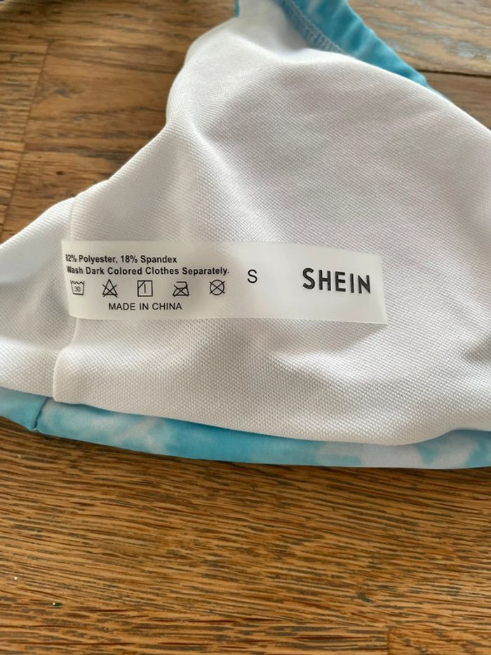 Maillot de bain neuf shein taille 36 s bleu ciel blanc tanga - photo numéro 12