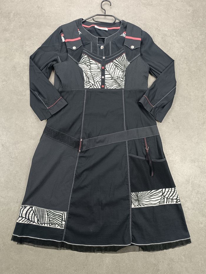 Ensemble Robe et Veste Christine Laure Noir à motif  - Taille S  - Très bon état - photo numéro 2