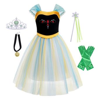 Déguisement robe princesse Anna jaune et verte et ces accessoires Taille 5-6ans