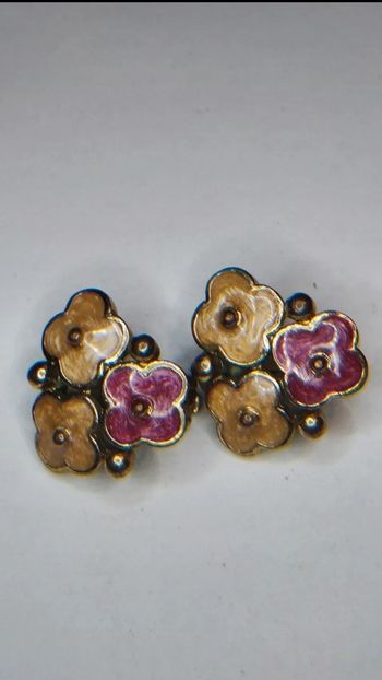 Clips d'oreilles vintage émaillés