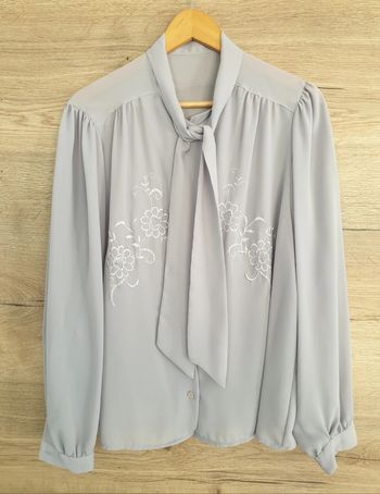 Chemise fluide grise broderie vintage