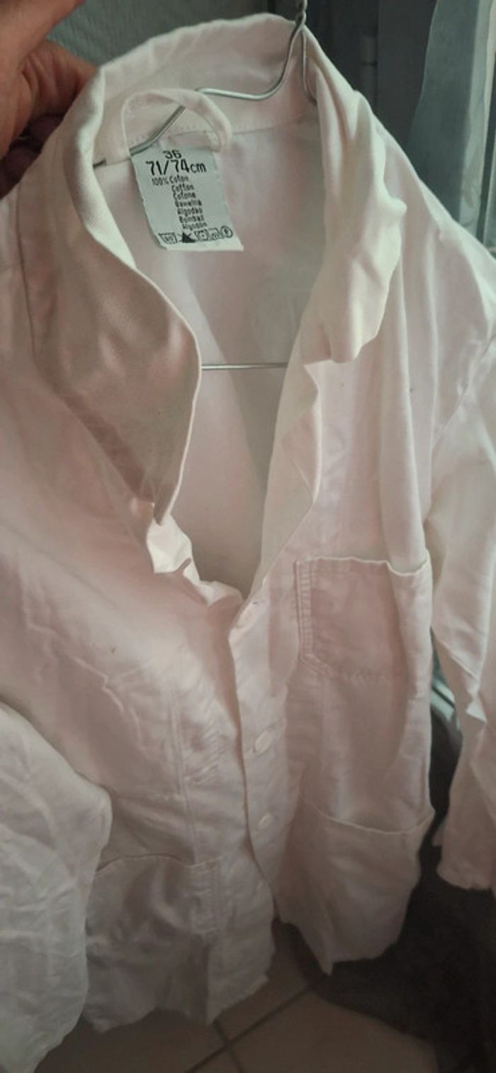 Tablier blanc laboratoire 100/ coton - photo numéro 4