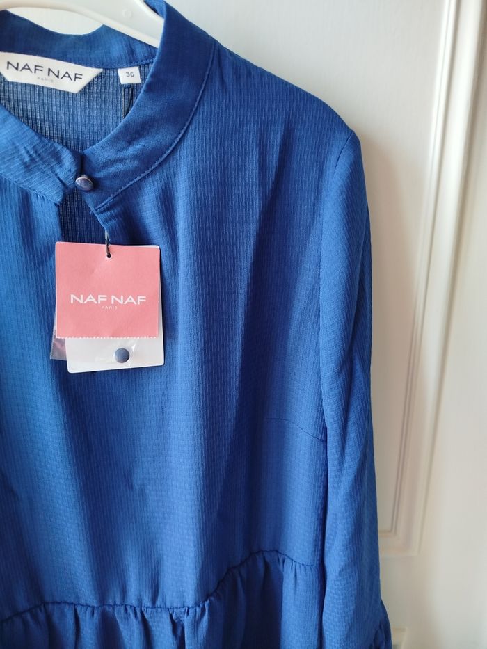 Robe tunique blouse fluide manches longues femme bleu roi bleu intense (Naf Naf) - photo numéro 6