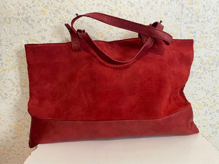 Grand sac cabas cuir daim Morgane sezalory bordeaux