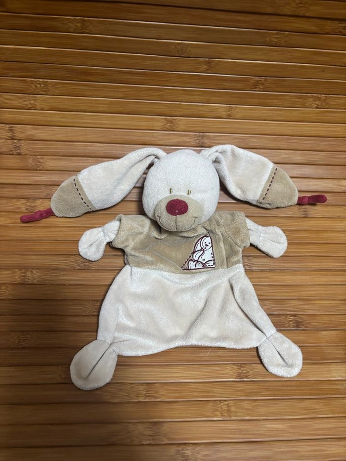 Doudou plat lapin beige Bastien nicotoy