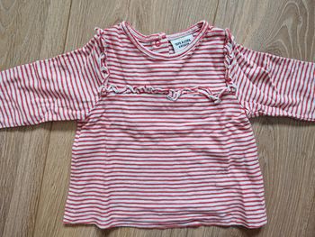 Tee-shirt manches longues fille TAO rouge rayé 68 cm