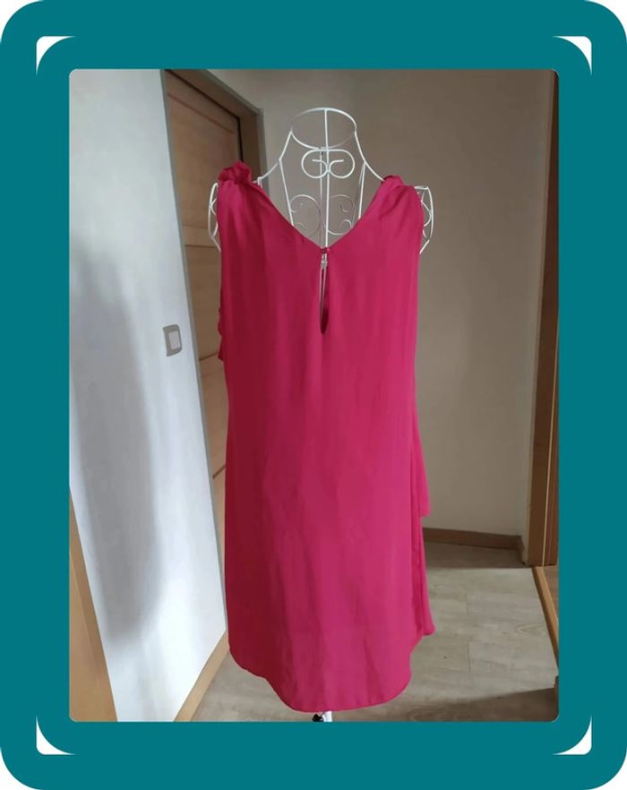 Robe sans manche fluide rose fushsia à volants Camaieu - photo numéro 2