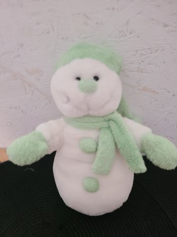 Doudou peluche bonhomme de neige blanc