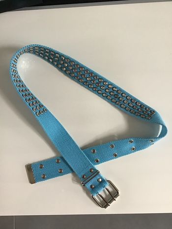 Ceinture en toile coton bleue vintage 80s