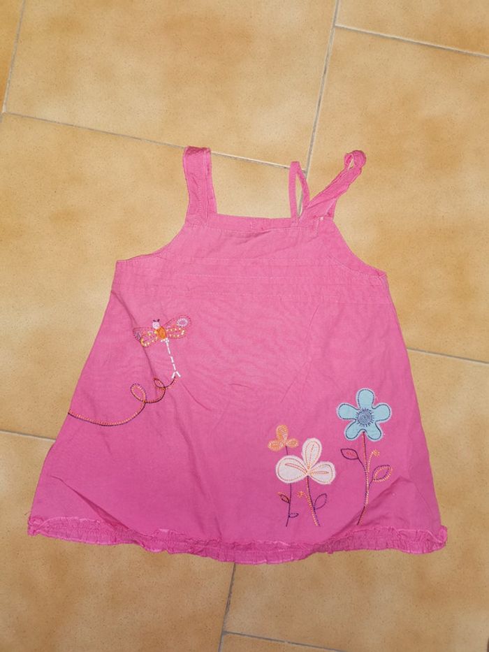 Robe rose fleurs colorées 6mois