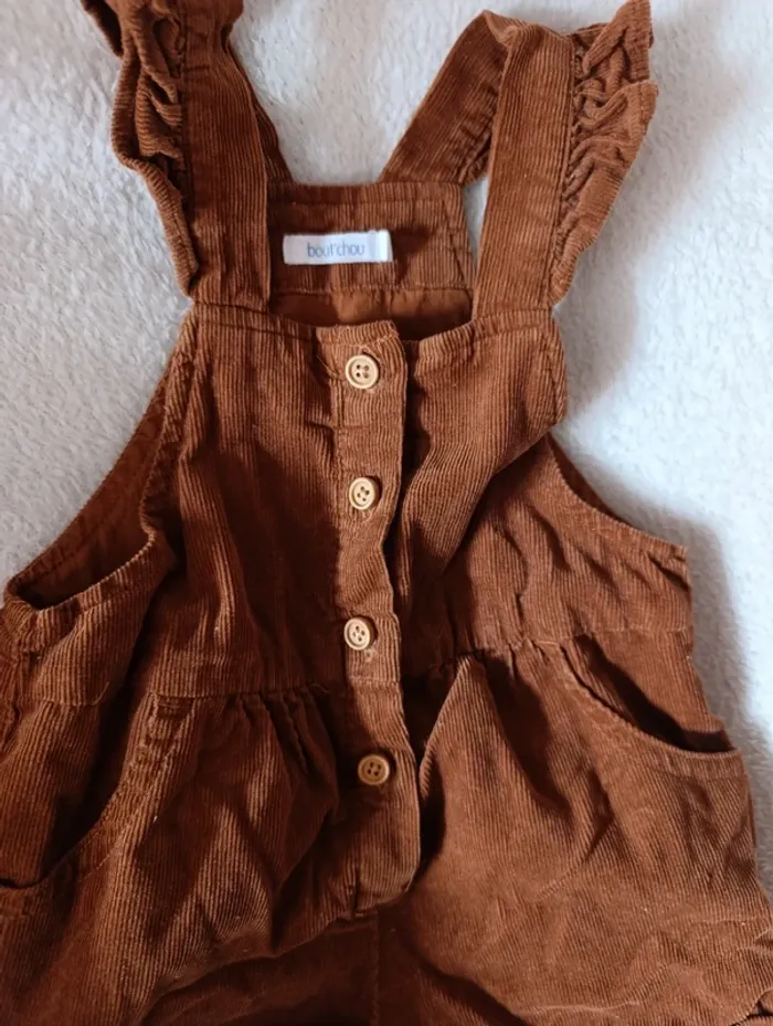 Salopette short velours, bout'chou 6 mois - photo numéro 4