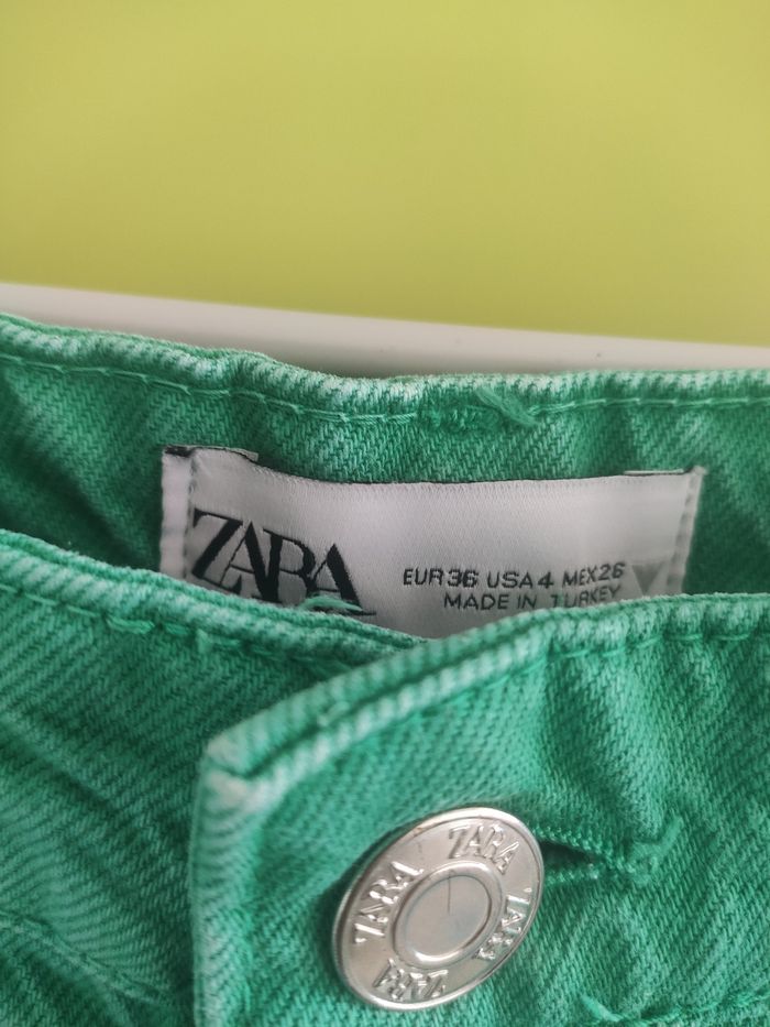 Zara jean vert jambes larges 36 - photo numéro 4