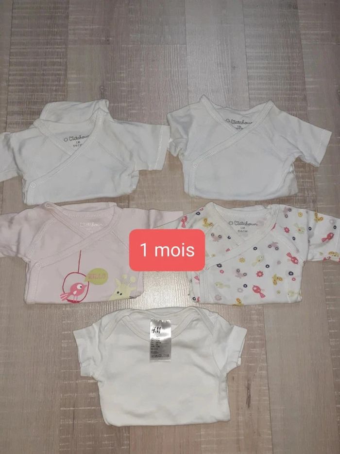 Lot de 5 bodies manches courtes 1 mois