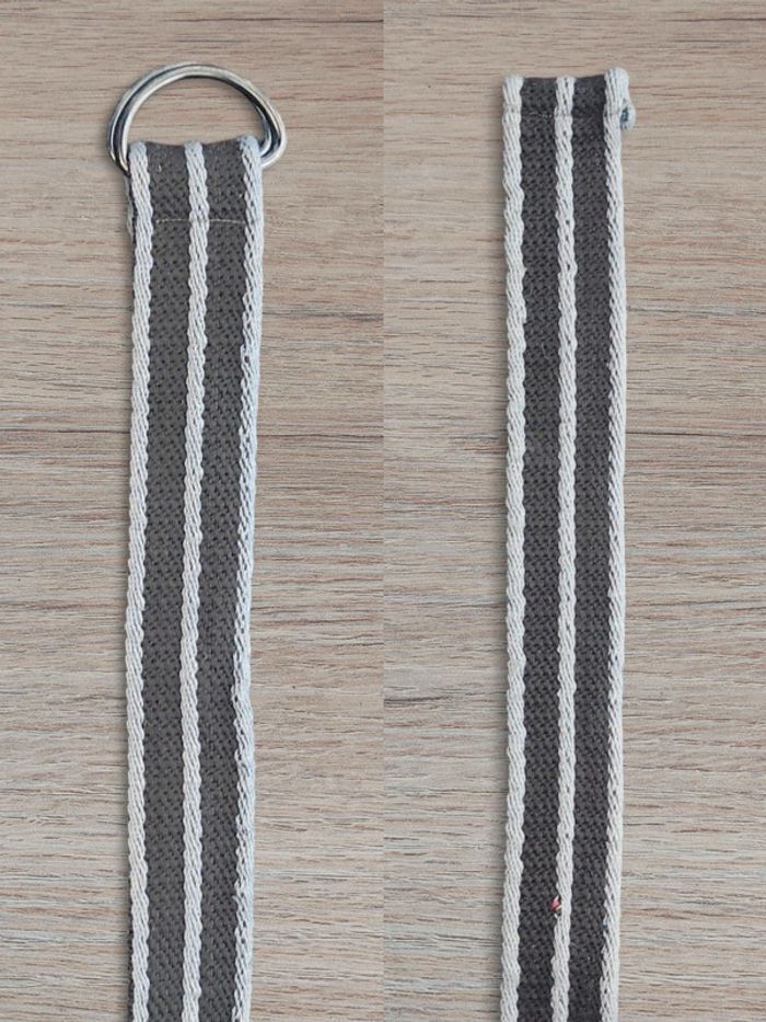 Ceinture toile marron gris rayé - 85cm réglable - photo numéro 1