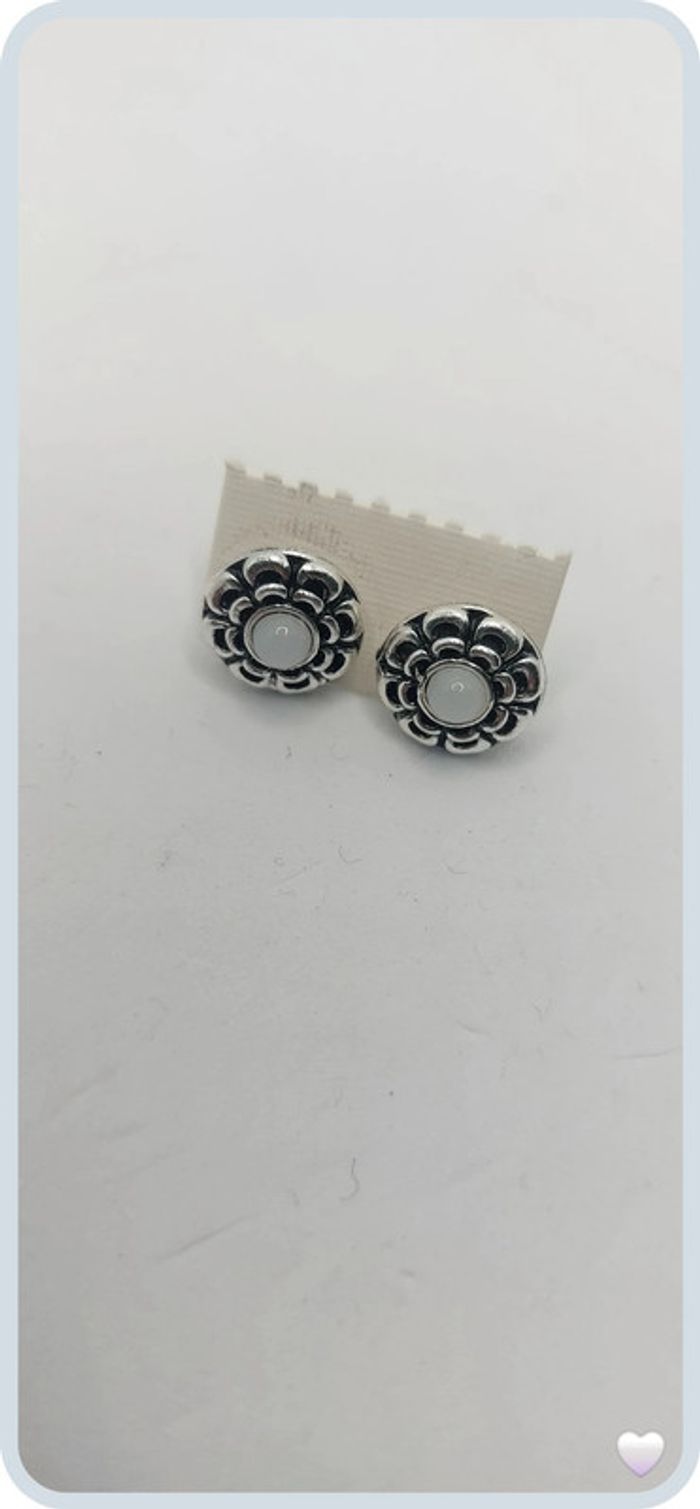 belle paire de boucles d oreilles en acier argenté