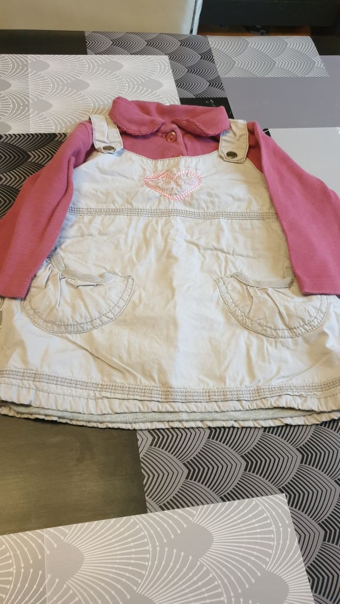 Ensemble robe rose et gris taille 6mois