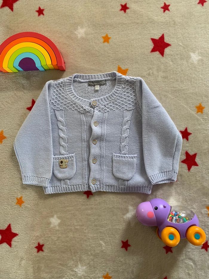 Cardigan Sergent Major Bleu Clair 6M