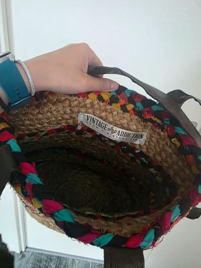 Sac en paille coloré vintage - photo numéro 4