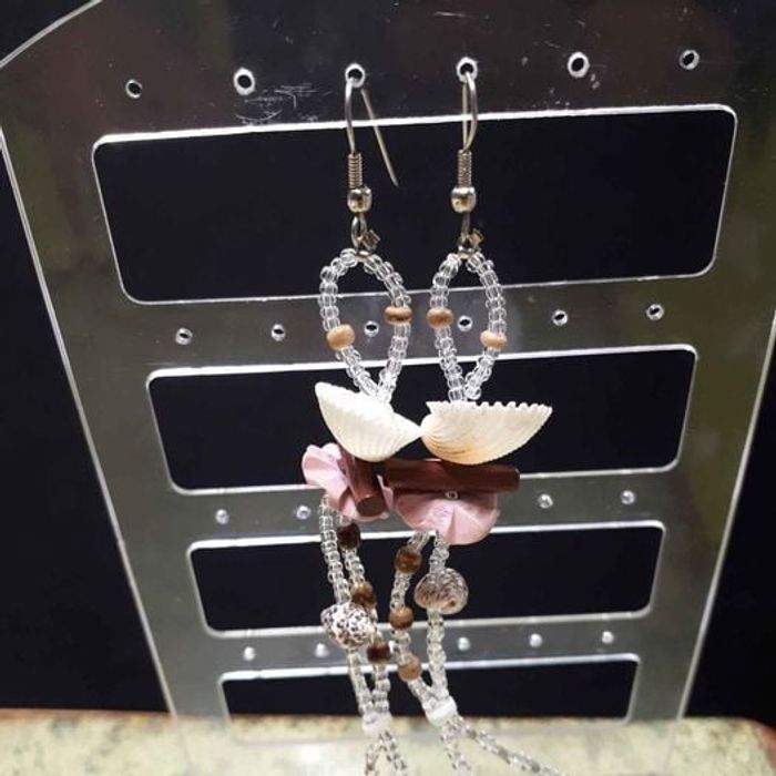 Boucles d'oreilles coquillages rose