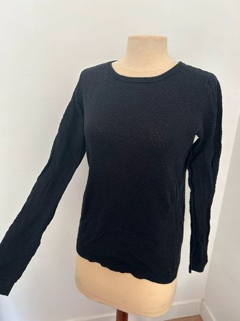 Pull léger noir femme col rond