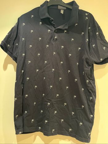 Polo H&M noir palmiers blancs