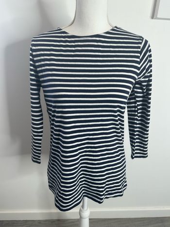 T-shirt marinière bleu marine et blanc Kiabi T42 L