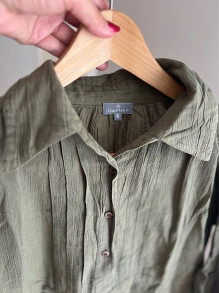 Chemise coton Naf Naf kaki - photo numéro 4