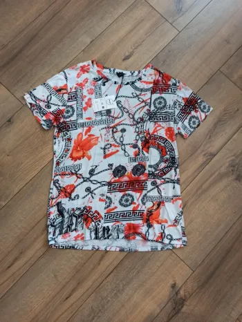 Tee shirt orange et blanc homme L droit